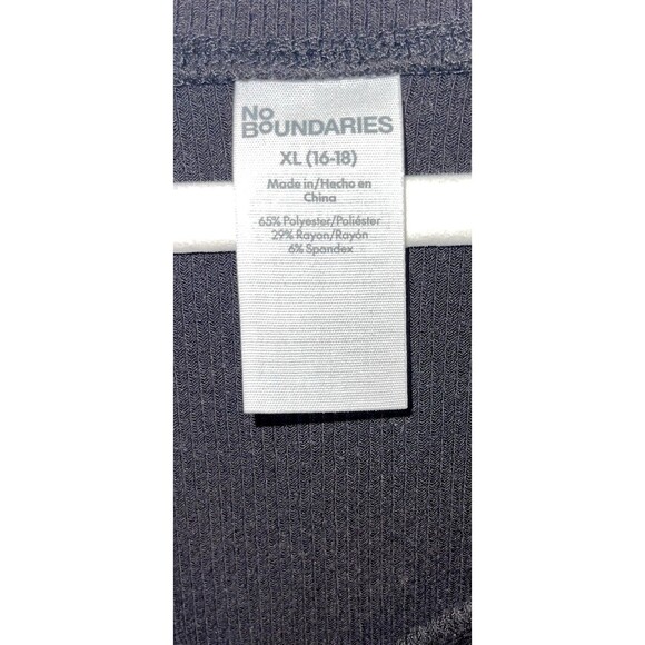 No Boundaries Shirt Knit Sweater Long Sleeve Thumb Hole Cuffs Black Women’s XL - Picture 2 of 10